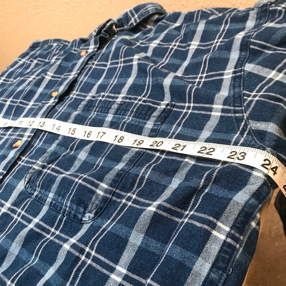 Mens Heavyweight Sun River Button Down Shirt Large. Plaid Pattern, blues.... EUC - Picture 8 of 9
